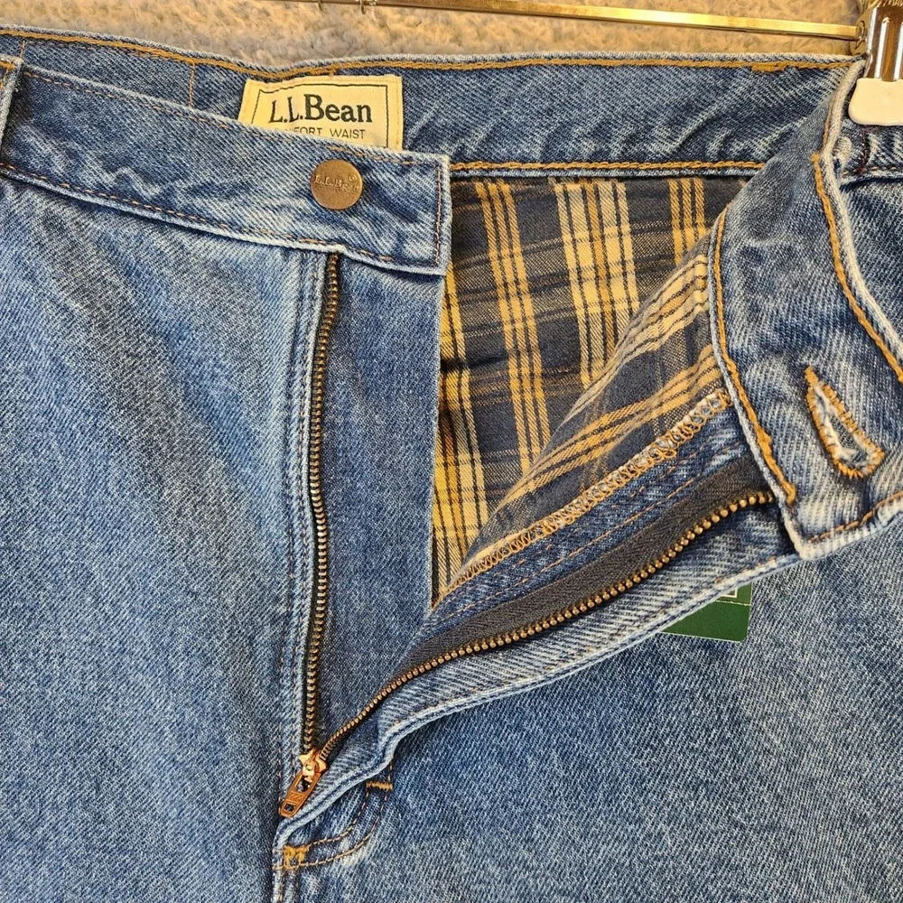 L.L.Bean Comfort Waist Flannel Lined Jeans Mens Size 40x29 Stonewashed Denim NWT